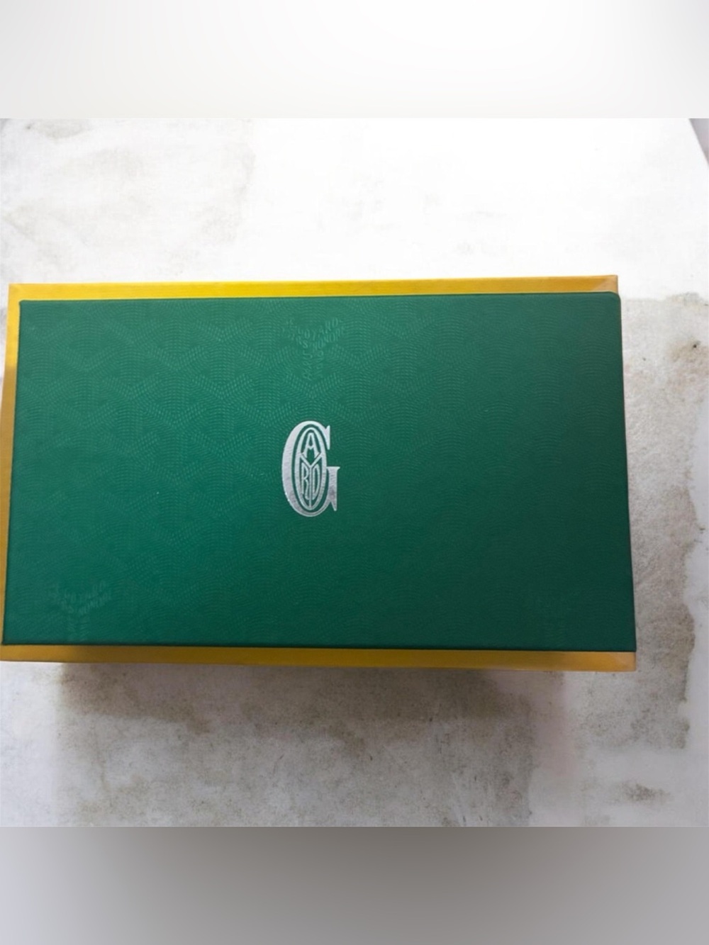 Small Goyard Box with yellow cleaning cloth